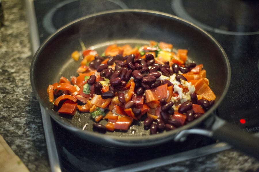 Black Bean and Red Pepper Vegan cooking
