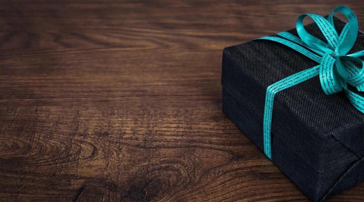 Gift box on table