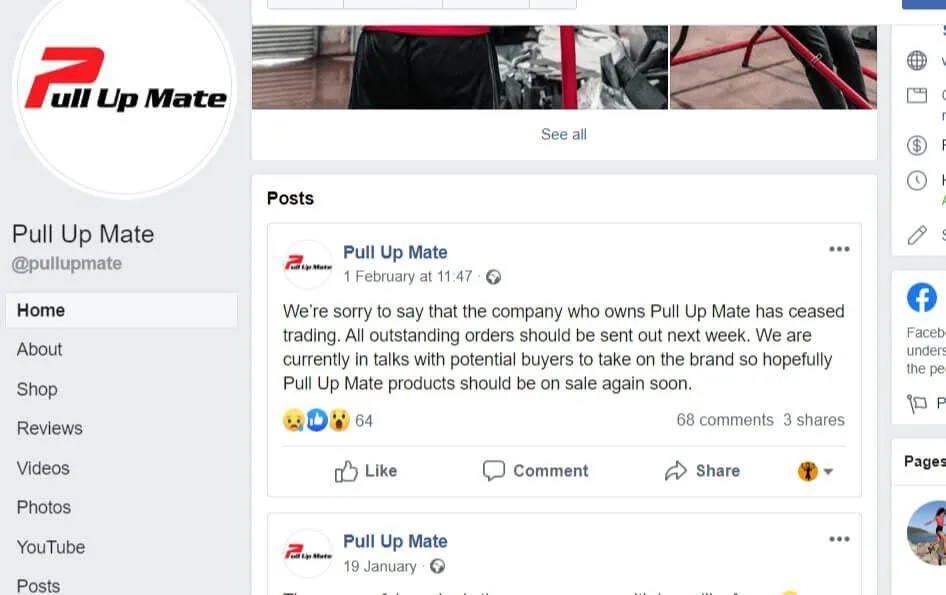 Pull Up Mate - FB announcement
