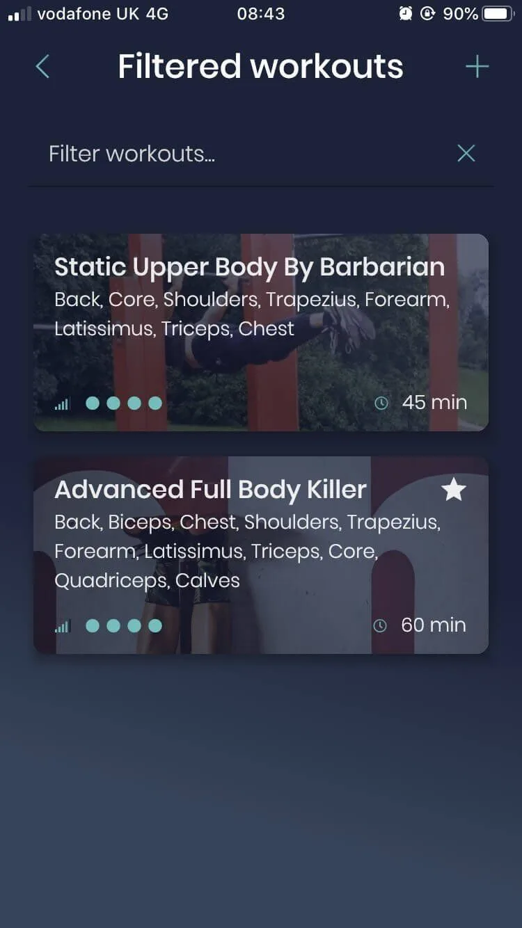 Caliverse - Workouts filtered by Insane