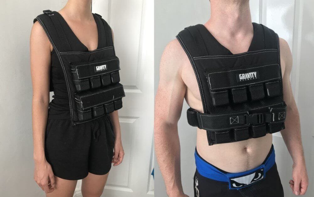 Female and male wearing the Gravity Fitness Weighted Vest