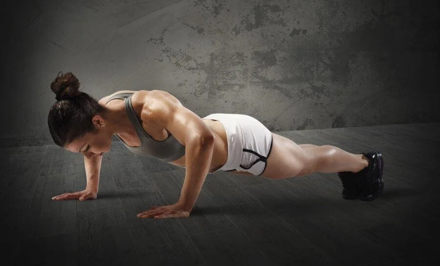 Woman performing a push-up